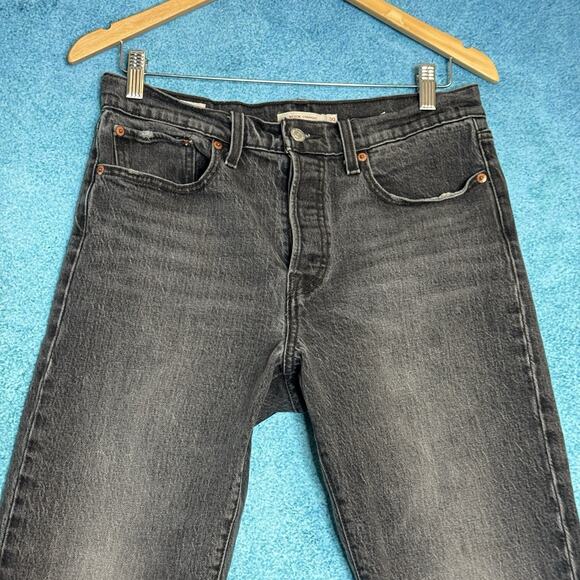 Levi's Premium Wedgie Jeans Womens 30 Button Fly Gray High Rise Denim Raw Hem - Picture 2 of 16